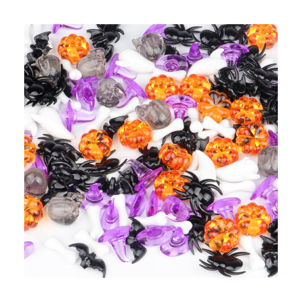 Jangostor 160 PCS Halloween Acrylic Spider Mini Pumpkins Bat Ghost Skull Hat Acrylic Sensory, Halloween Vase Filler Gems for DIY Crafts, Home, Halloween Table Decoration