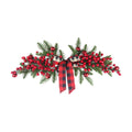 CITYES Christmas Swag Decoration Floral Swag with Berries and Ribbon Bows Christmas Balls 27.56 Inch Greenery Christmas Swag Xmas Door Swag for Front Door Festival Decor Wall Arch Window