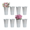 Notakia 8 Pcs 12 Inch Large Galvanized Metal Vases Farmhouse French Flower Bucket Vases for Cut Flowers for Home Decor and Wedding Table Centerpiece Decorations (Large Silver)