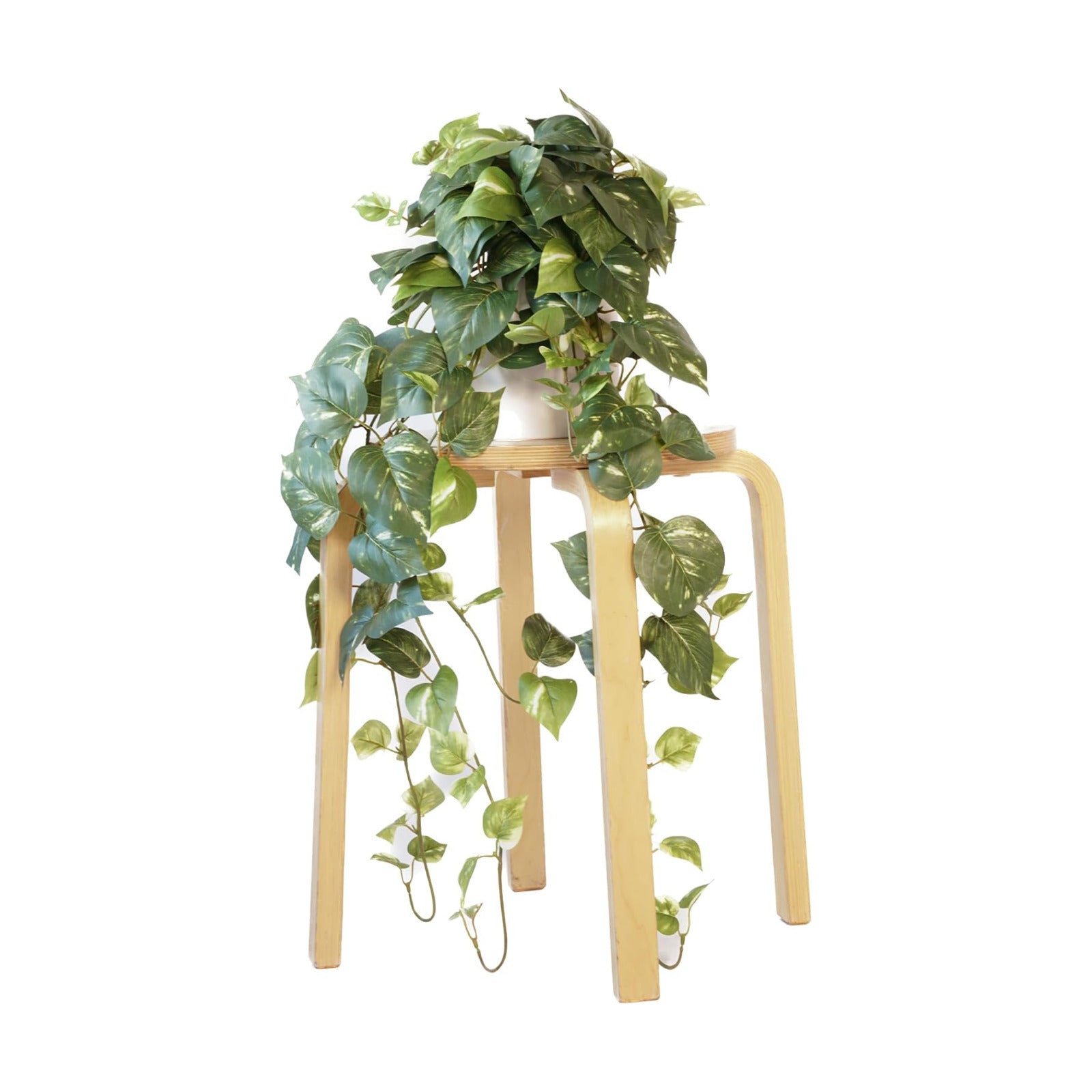 Retrograde 32" Fake Plant, Silk Faux Pothos Ivy Plant (Variegated) | Removable Pot Included, Realistic Silk Fake Plants