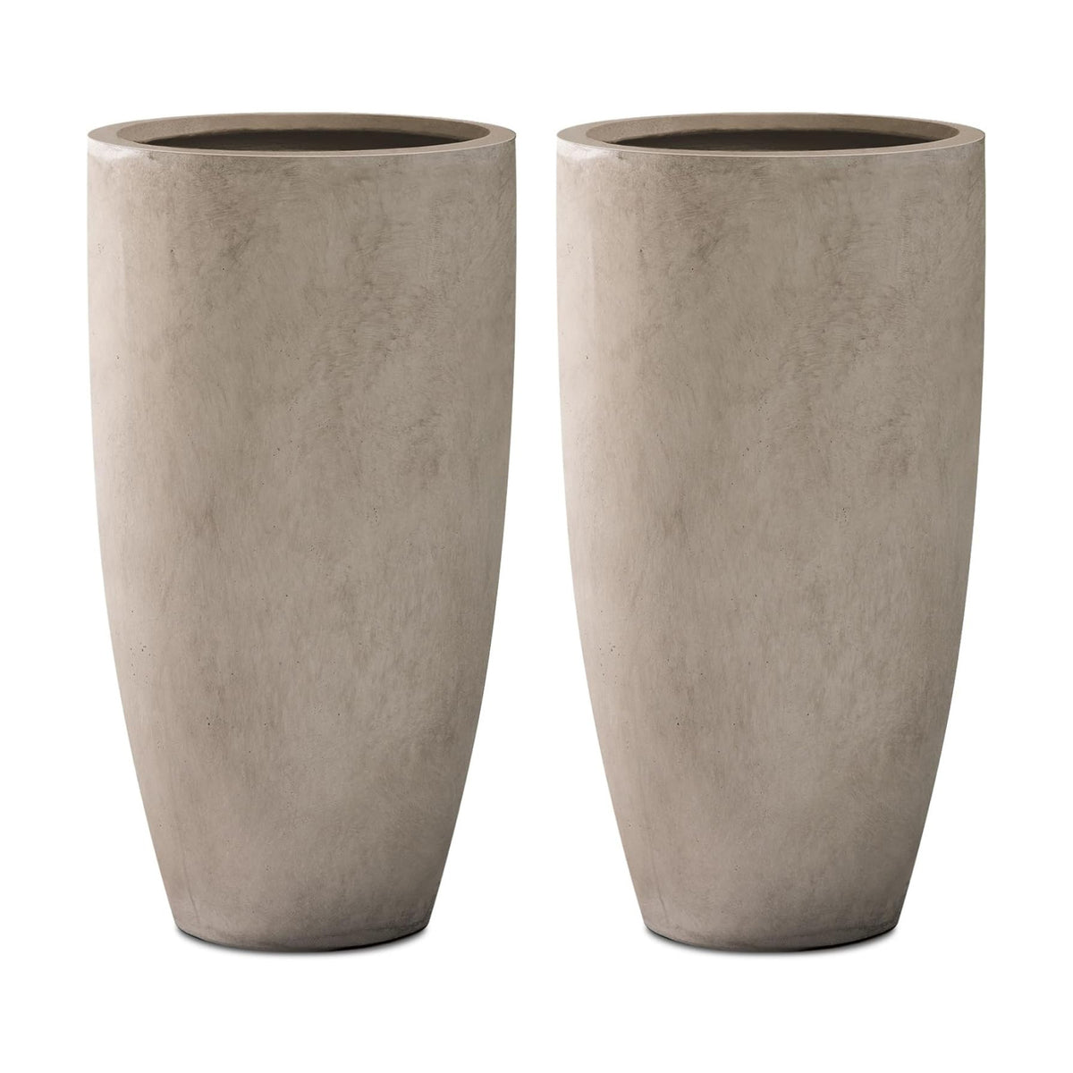 Kante Set of 2 Weathered Concrete Round Planters 23.6" Tall Home & Outdoor | Drainage for Outdoor, Rubber Plug for