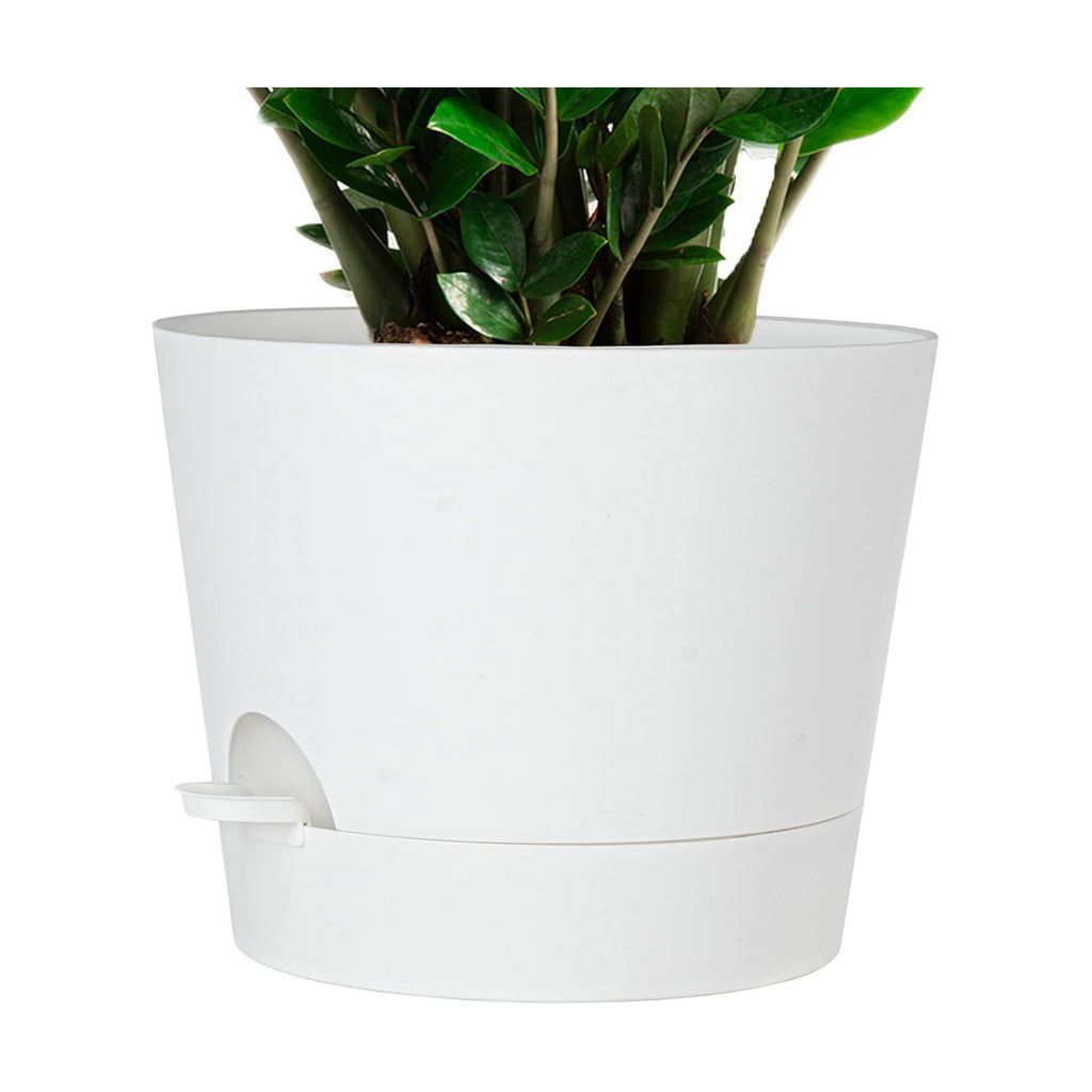 SwinDuck 12inch Large Self Watering Plant Pot, Plastic Cylinder Planter with 60Oz Deep Reservoir and Saucer for Indoor