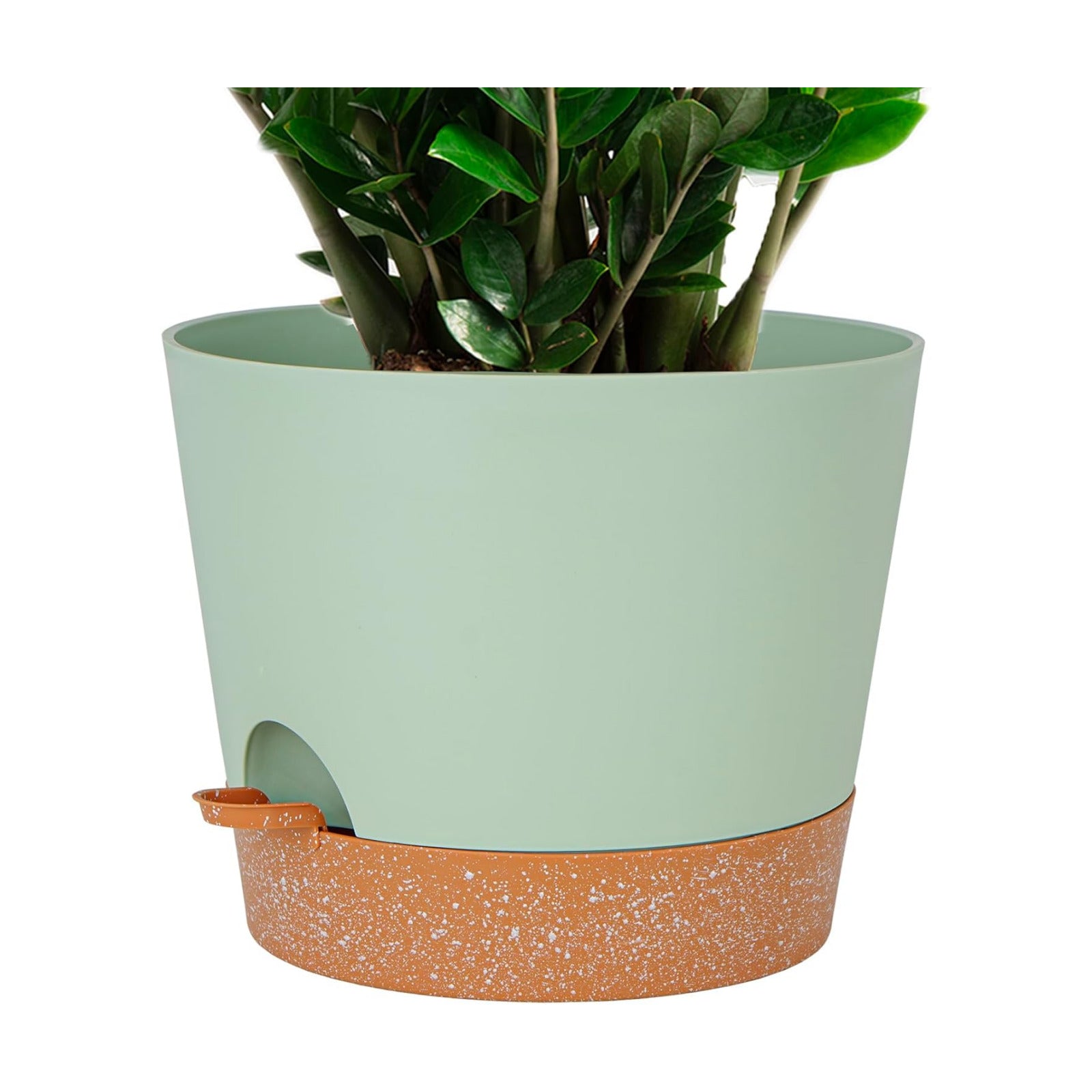 SwinDuck 12inch Large Self Watering Plant Pot, Plastic Cylinder Planter with 60Oz Deep Reservoir and Saucer for Indoor
