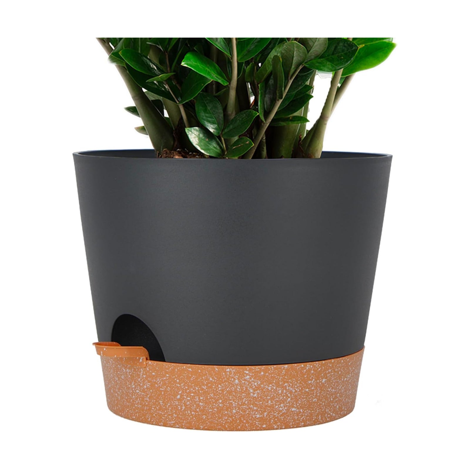 SwinDuck 12inch Large Self Watering Plant Pot, Plastic Cylinder Planter with 60Oz Deep Reservoir and Saucer for Indoor