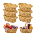 Sintuff 6 Pcs Small Wicker Picnic Basket with Handle, Oval Willow Woven | 12.6 x 8.27 x 3.15 Inch, Oval Willow Woven