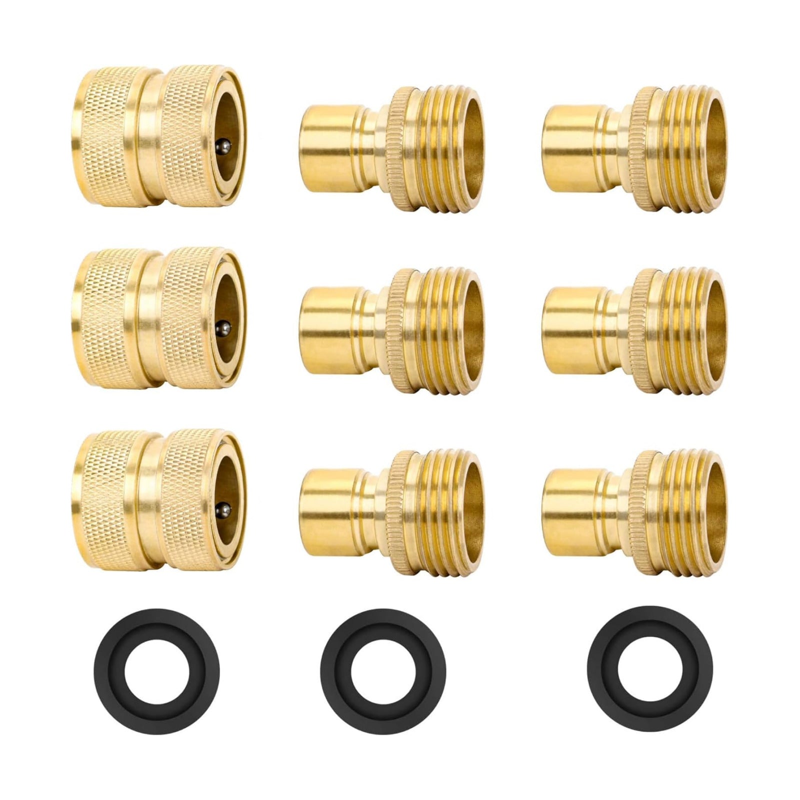 Brass Full Flow Garden Hose Quick Connect Fittings, Full Port Solid Brass Outdoor Water Hose Quick Disconnect Connector