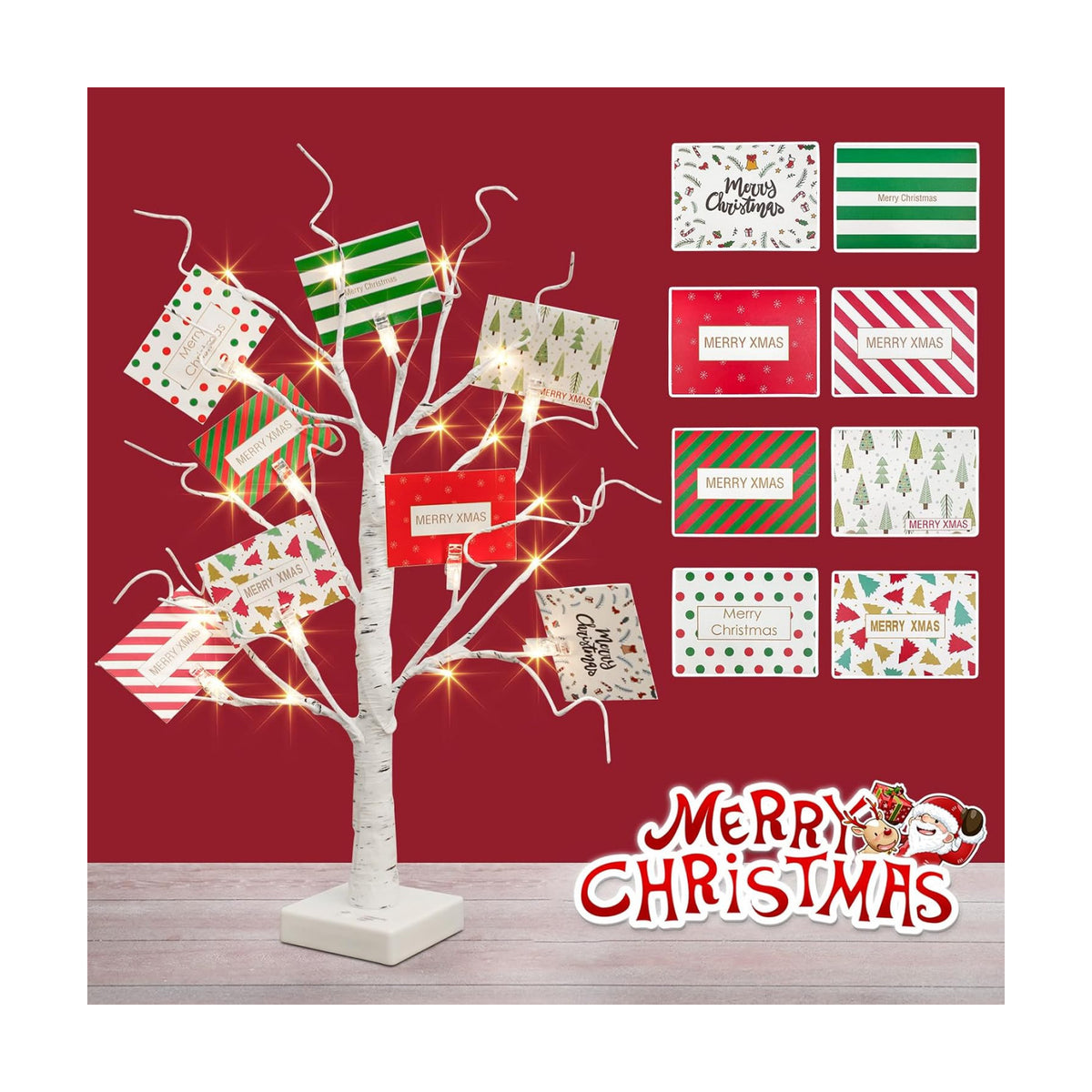EAMBRITE Christmas Tree with Gift Cards, Money Tree Gift Holder 2 FT 24 LED
