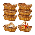 Sintuff 6 Pcs Wicker Picnic Baskets with Handles, Willow Woven,Natural | Woven Harvest Empty Basket Bulk, Storage
