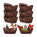 Sintuff 6 Pcs Wicker Picnic Baskets with Handles, Willow Woven,Dark Brown | Woven Harvest Empty Basket Bulk, Storage