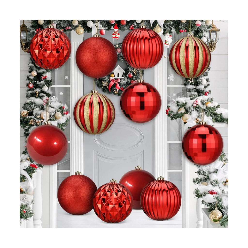 Poen 12 Pcs 6 Inch Elegant Christmas Ball Ornaments Shatterproof