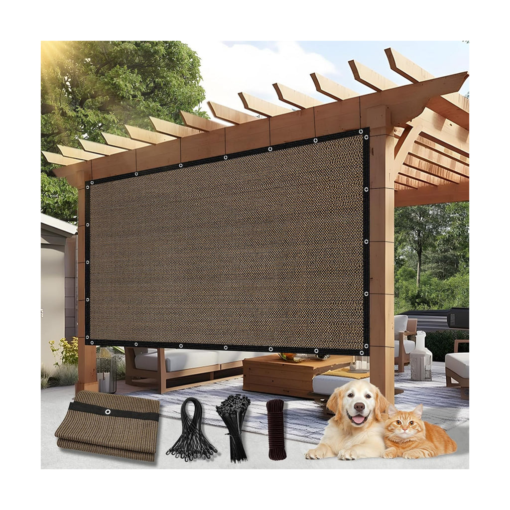 90% Outdoor Sun Shade Cloth, 6'×10' Pergola Shade Cover with Grommets, Privacy Screen Sunshades for Patio Garden