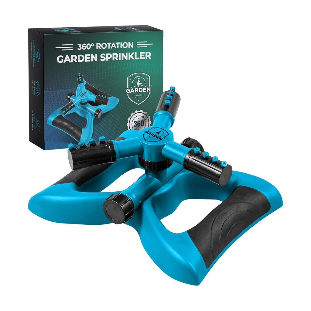 Joeys Sprinkler for Yard, Rotating Garden Sprinkler for Large Area Coverage, Lawn and Yard Sprinklers (Blue)