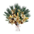 Sggvecsy 6 Pack Artificial Christmas Poinsettia Picks With Faux Berries, Pine Stems, Branches and Cones for Xmas Tree Wreath DIY Craft Floral Arrangement Holiday Decor (Gold)