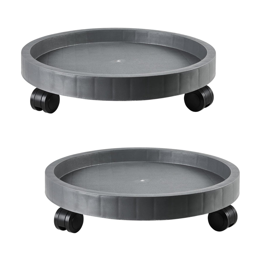 2 Pack of 14.2 Inch Planter Caddies Rolling Saucer Caddy with Wheels, Heavy Duty Wheeled Stand for Potted Plant, Round