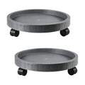2 Pack of 14.2 Inch Planter Caddies Rolling Saucer Caddy with Wheels, Heavy Duty Wheeled Stand for Potted Plant, Round