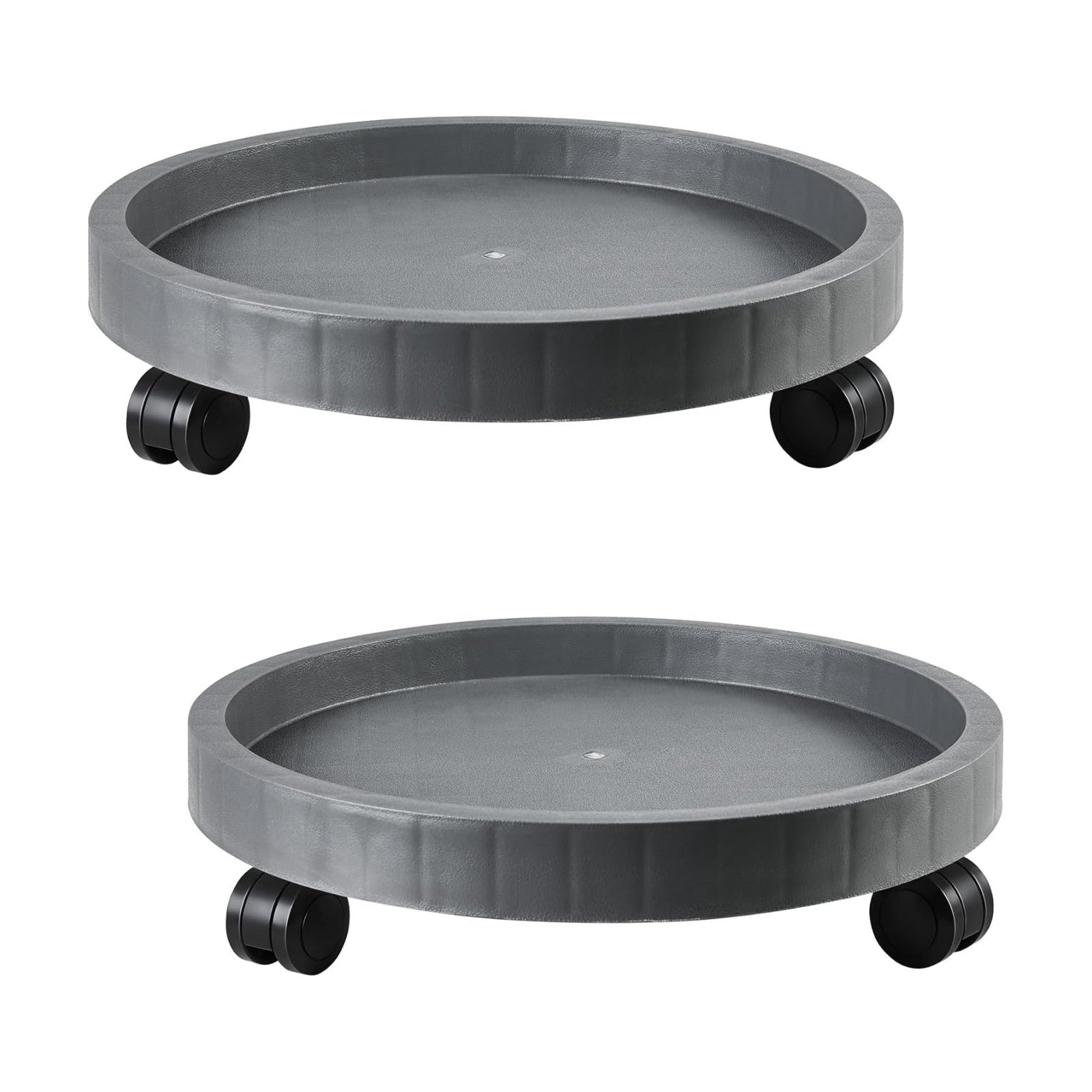 2 Pack of 14.2 Inch Planter Caddies Rolling Saucer Caddy with Wheels, Heavy Duty Wheeled Stand for Potted Plant, Round