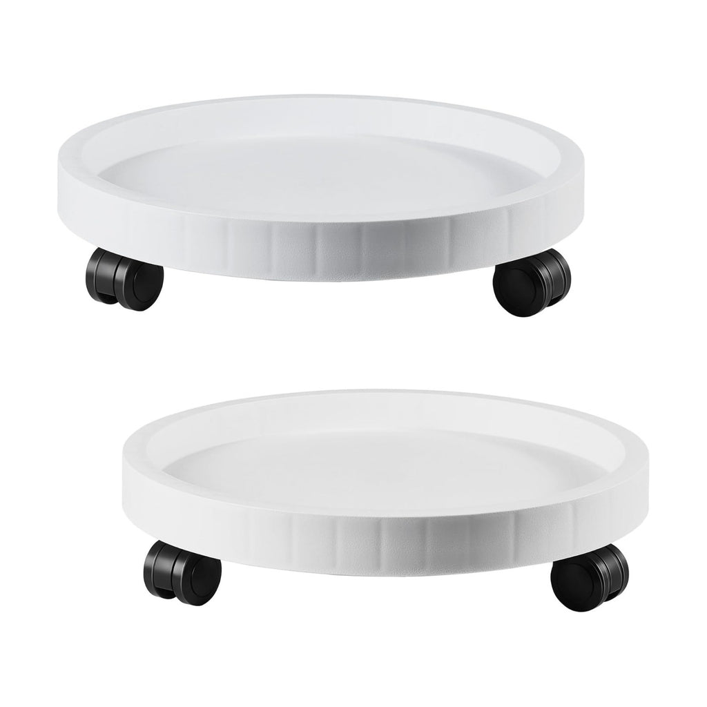 2 Pack of 11 Inch Planter Caddies Rolling Saucer Caddy with Wheels, Heavy Duty Wheeled Stand for Potted Plant, Round