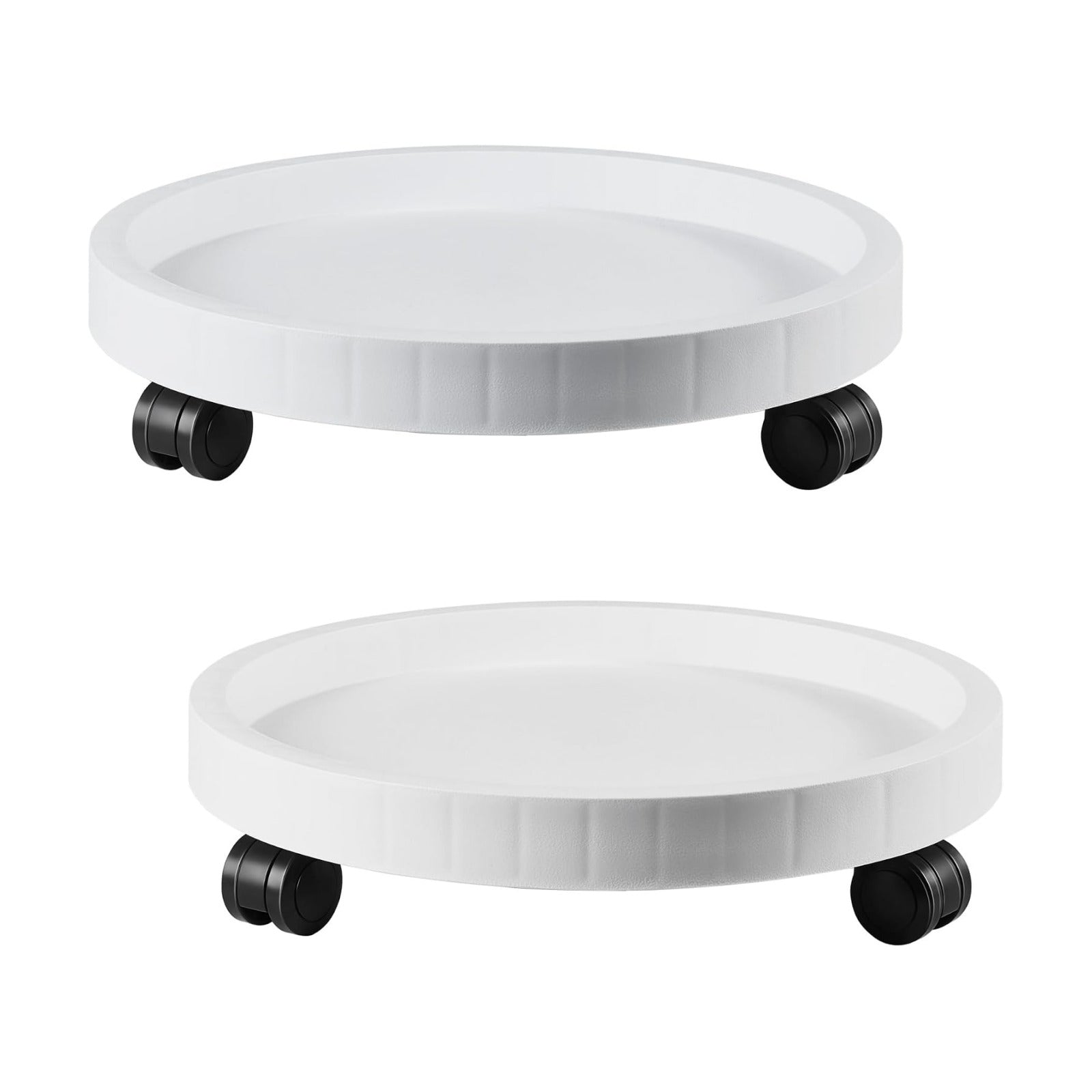 2 Pack of 11 Inch Planter Caddies Rolling Saucer Caddy with Wheels, Heavy Duty Wheeled Stand for Potted Plant, Round
