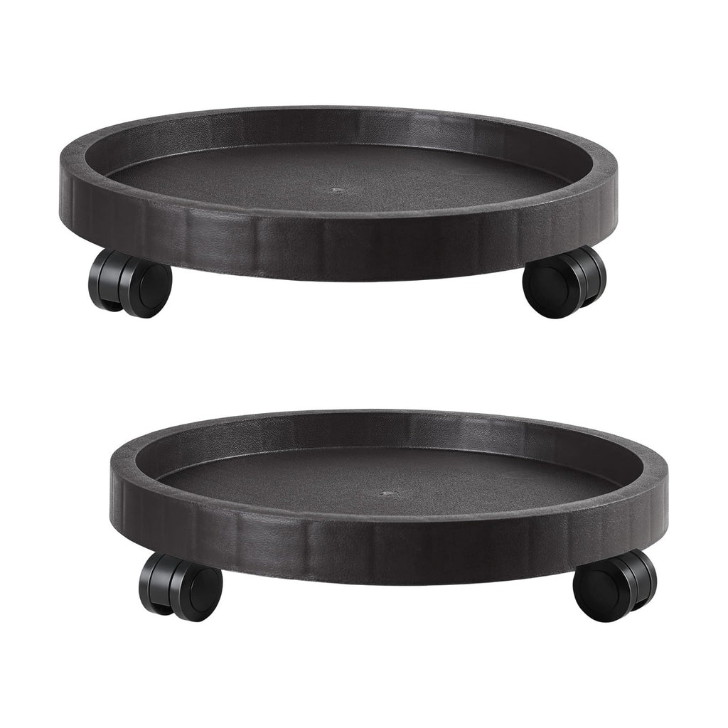 2 Pack of 12.6 Inch Planter Caddies Rolling Saucer Caddy with Wheels, Heavy Duty Wheeled Stand for Potted Plant, Round