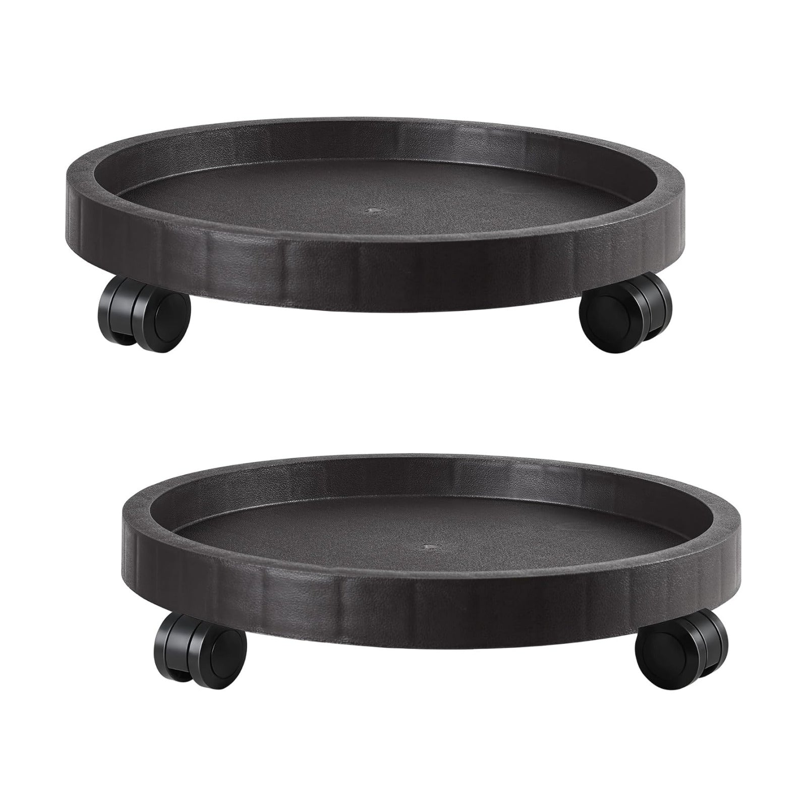 2 Pack of 12.6 Inch Planter Caddies Rolling Saucer Caddy with Wheels, Heavy Duty Wheeled Stand for Potted Plant, Round