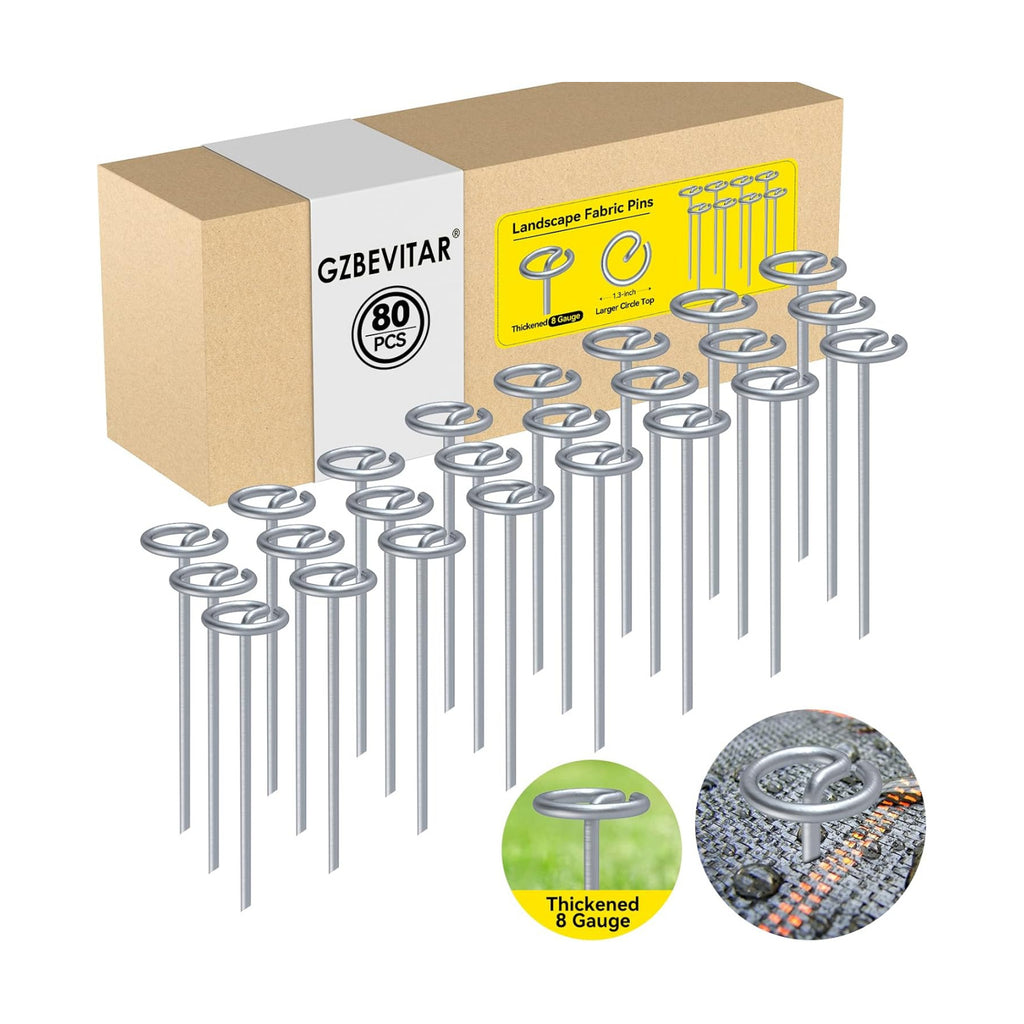Landscape Fabric Stakes, 8 Gauge Circle Top Landscape Pins | Not Easy to Bend 6 inch Galvanized Landscape Fabric Pins
