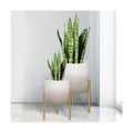 ARNIS Plants Pots with Stand, Set of 2 Indoor Planter Pots, Unique Mid Century Decorative Metal Flower Pots with