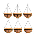 LaLaGreen Outdoor Hanging Baskets for Plants (16 Inch, 6 Pack) Large Hanging Planter with Coco Liner, Black Plant Metal