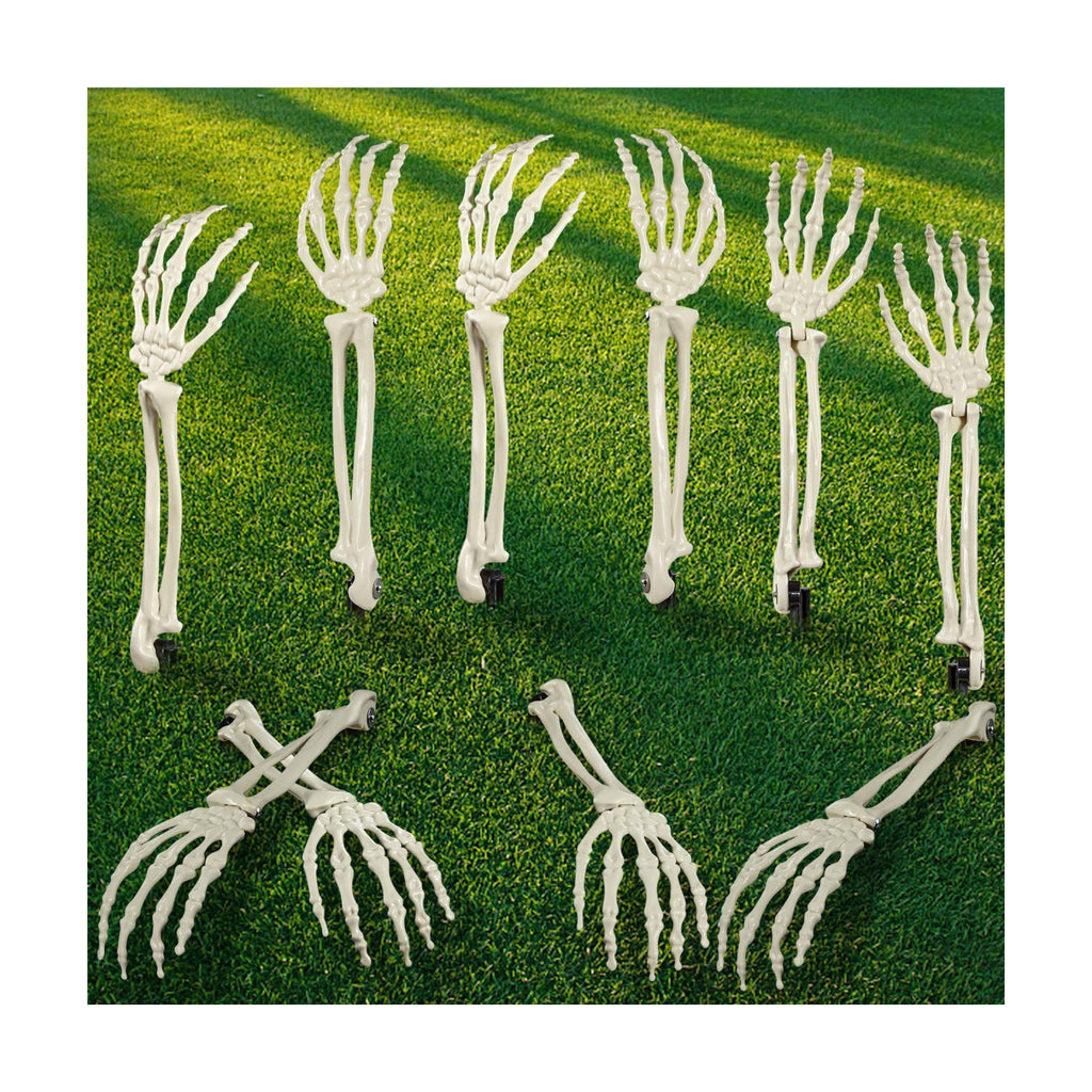 Halloween Realistic Skeleton Stakes Zombie Ghost Arm Stake Severed Plastic Skeleton Hands Yard Signs for Lawn Stakes Garden Halloween Props Decoration(10 Pcs White)