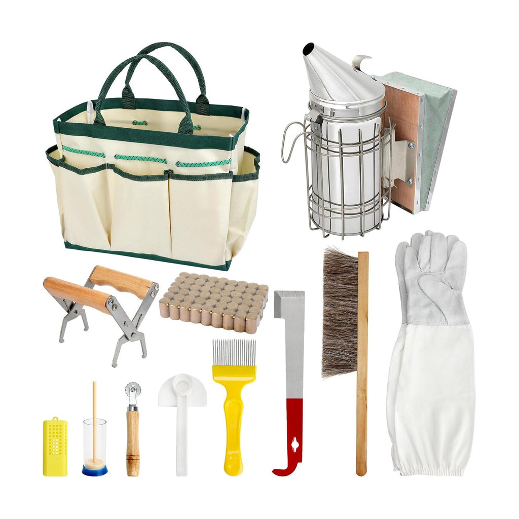 12pcs Bee Hives Starter Kit Beekeeping Supplies, Bee Keeping Supplies-All, Bee Supplies and Equipment with Bee Smoker