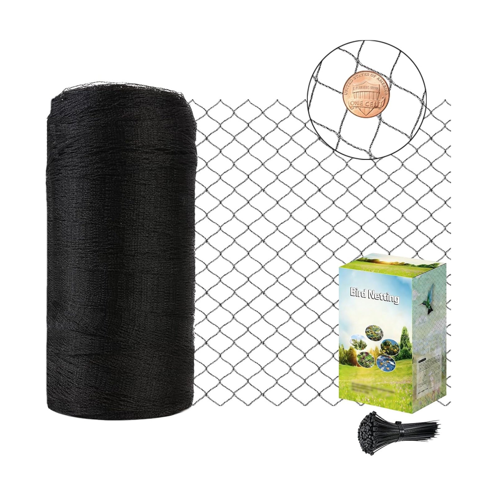 POYEE 25x25ft Bird Netting, 1/2 inch Mesh, Heavy Duty Garden Netting | Extra Strong Woven Mesh Netting for Fruit Trees