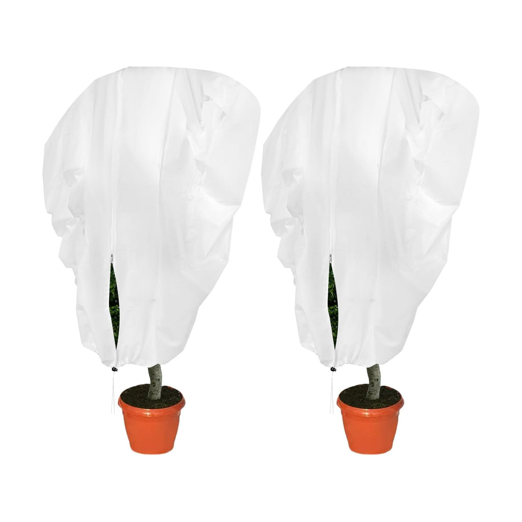 2Pcs Plant Covers Freeze Protection, 7.9 X 6.6 Ft Frost Cloth Winter Plant Covers with Drawstring and Zipper, 2.5
