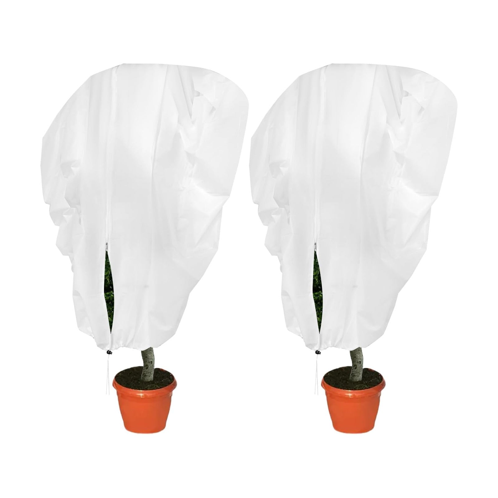 2Pcs Plant Covers Freeze Protection, 7.9 X 6.6 Ft Frost Cloth Winter Plant Covers with Drawstring and Zipper, 2.5