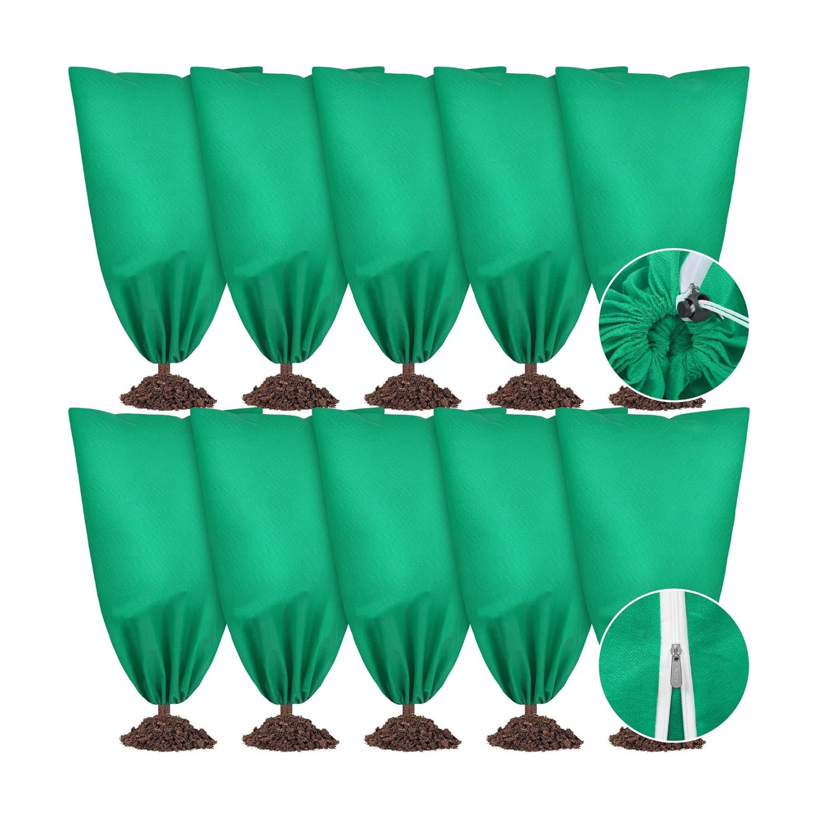 Hahood 10 Pieces Plant Covers Freeze Protection Winter Plant Frost Cover with Drawstring and Zipper Large Plant