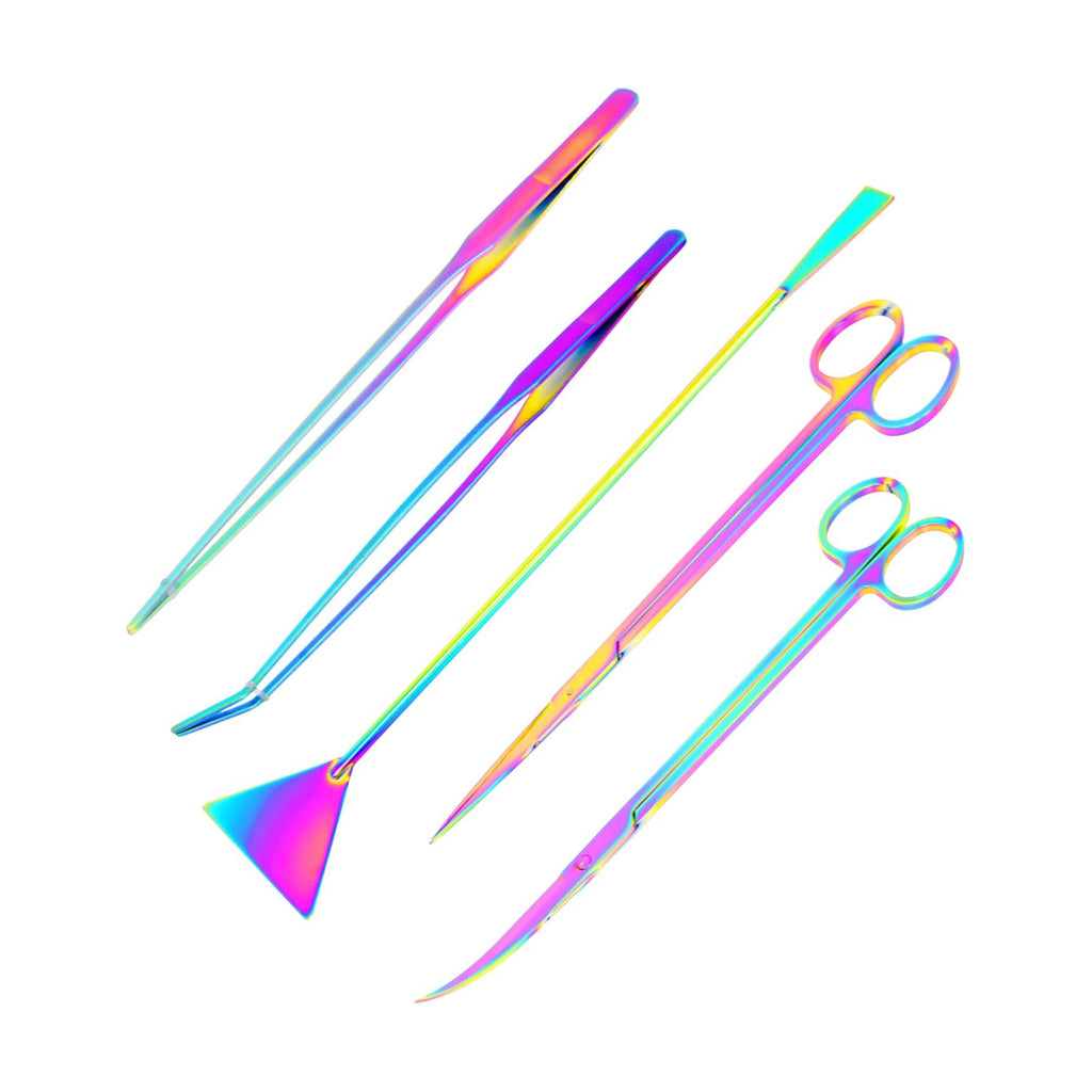Mandala Crafts Rainbow 12 in Aquascaping Tool Kit for Aquarium Terrariums | Rust Resistant Stainless Steel Spatula