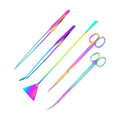Mandala Crafts Rainbow 12 in Aquascaping Tool Kit for Aquarium Terrariums | Rust Resistant Stainless Steel Spatula