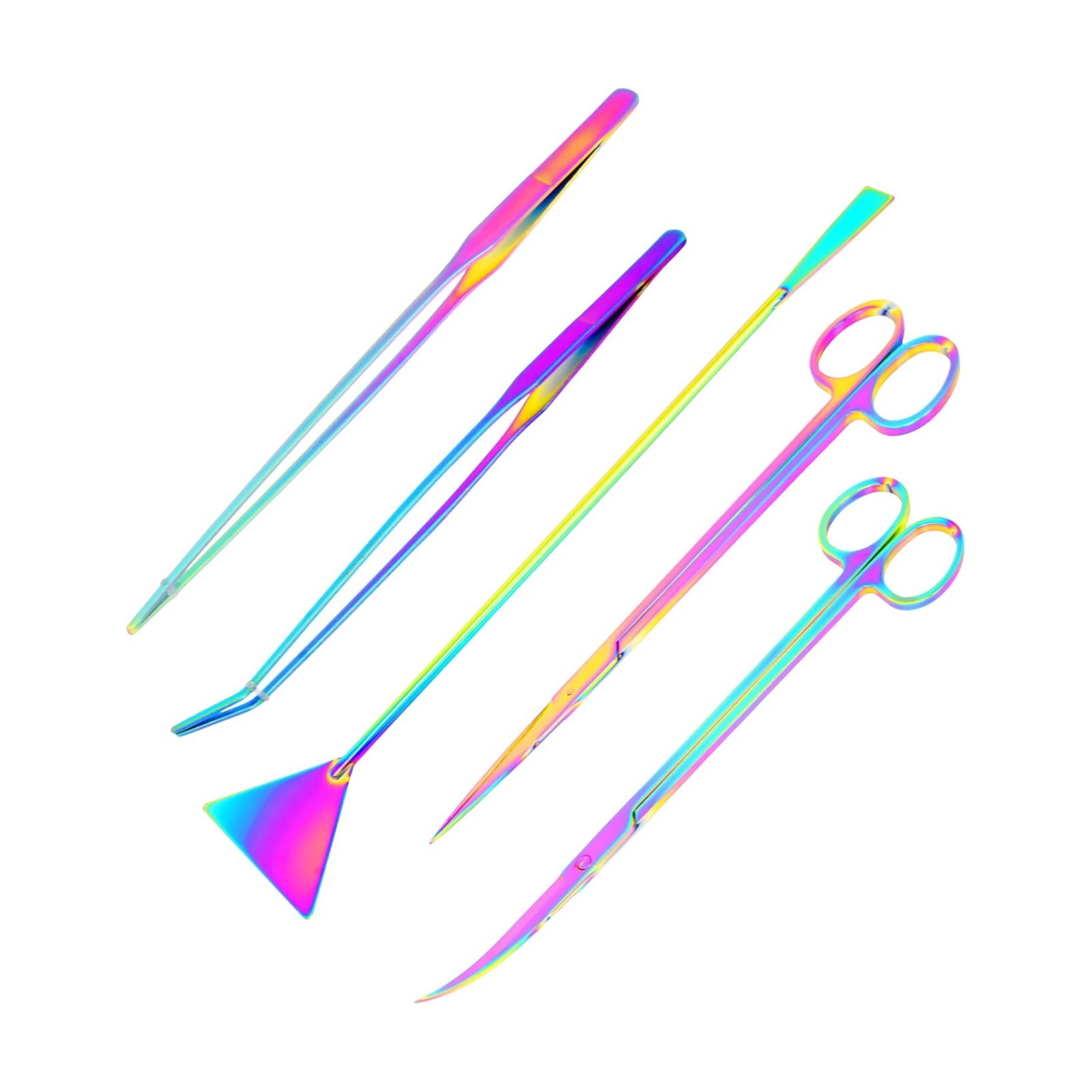 Mandala Crafts Rainbow 12 in Aquascaping Tool Kit for Aquarium Terrariums | Rust Resistant Stainless Steel Spatula