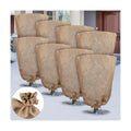 Hahood 8 Packs Winter Burlap Plant Covers Bags 23.6 x 39.4 Inch Large Burlap Sack Plant Blanket with Drawstring