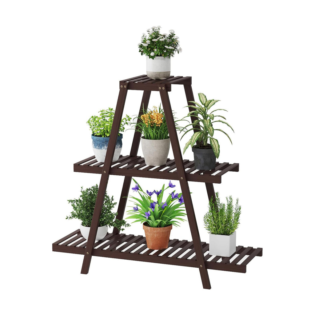 STDDRE Plant Stand For Indoor Outdoor Tiered Plant Shelf 3 Tier 8 Potted Bamboo Flower Holder Ladder Rack For Multiple