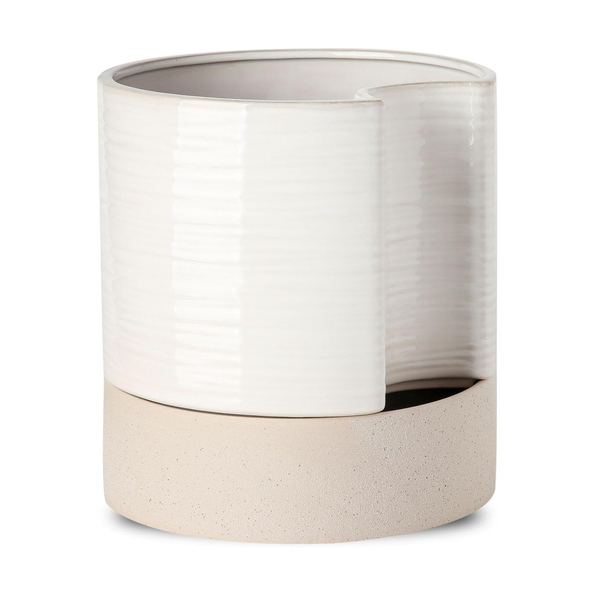 Nihow Ceramic Self Watering Plant Pot for Indoor Plants, 8 Inch,Cream White
