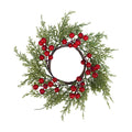 Winlyn 4 Pcs Artificial Cedar and Berry Candle Rings Christmas Candle Holder Wreath Rings Mini Wreaths Ornaments 13.4" Wide for Tabletop Decoration Winter Wedding Christmas Holiday Season