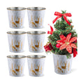 Zhehao 6 Pcs Christmas Galvanized Bucket 5.9'' Metal, Elk Style