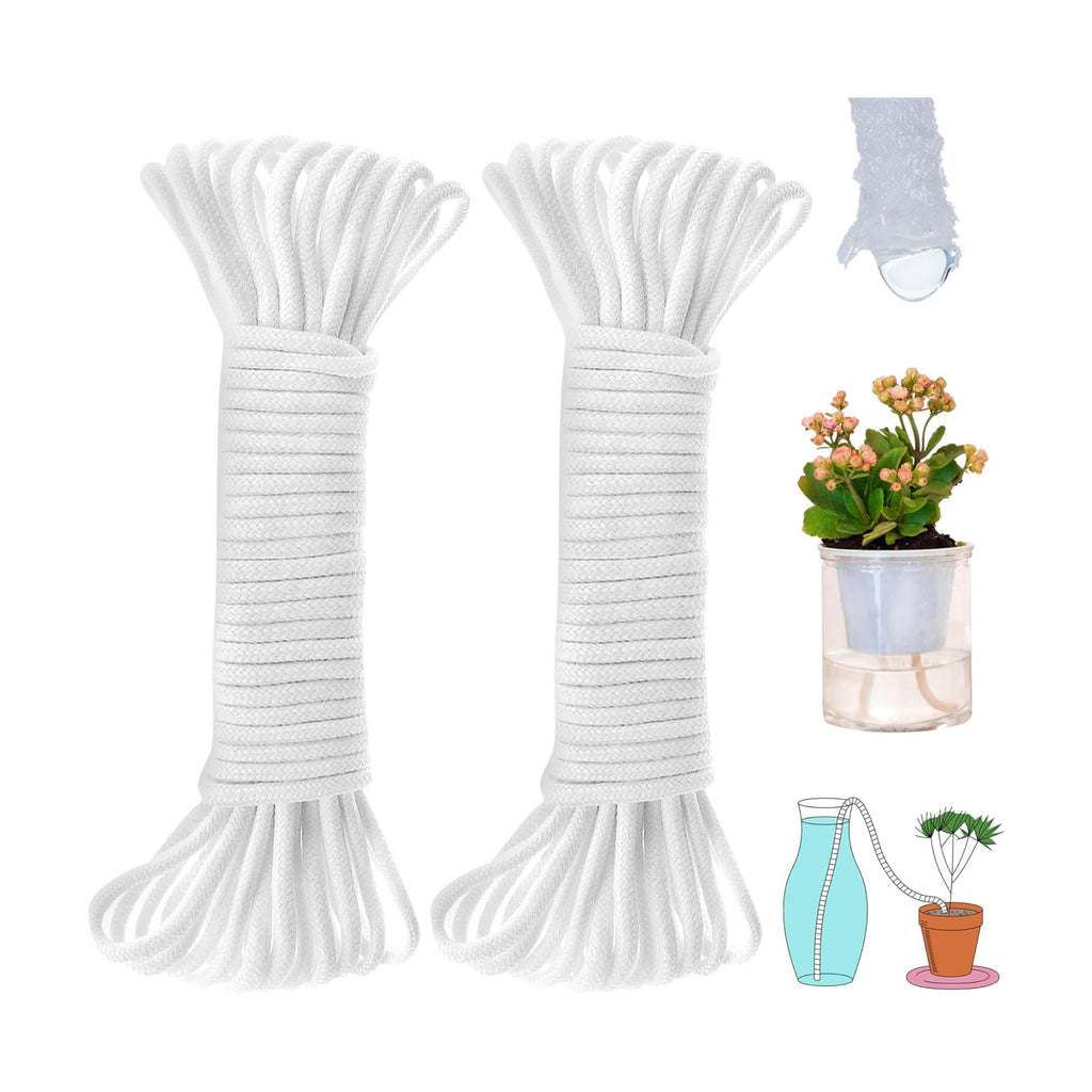 ORIMERC 200 feet 1/6 inch Self Watering Capillary Wick Cord Vacation Plant Sitter DIY Hydroponic Wicking Rope Seeds Start Planter Pot Automatic Potted Flower Passive Lazy Waterer String System Device