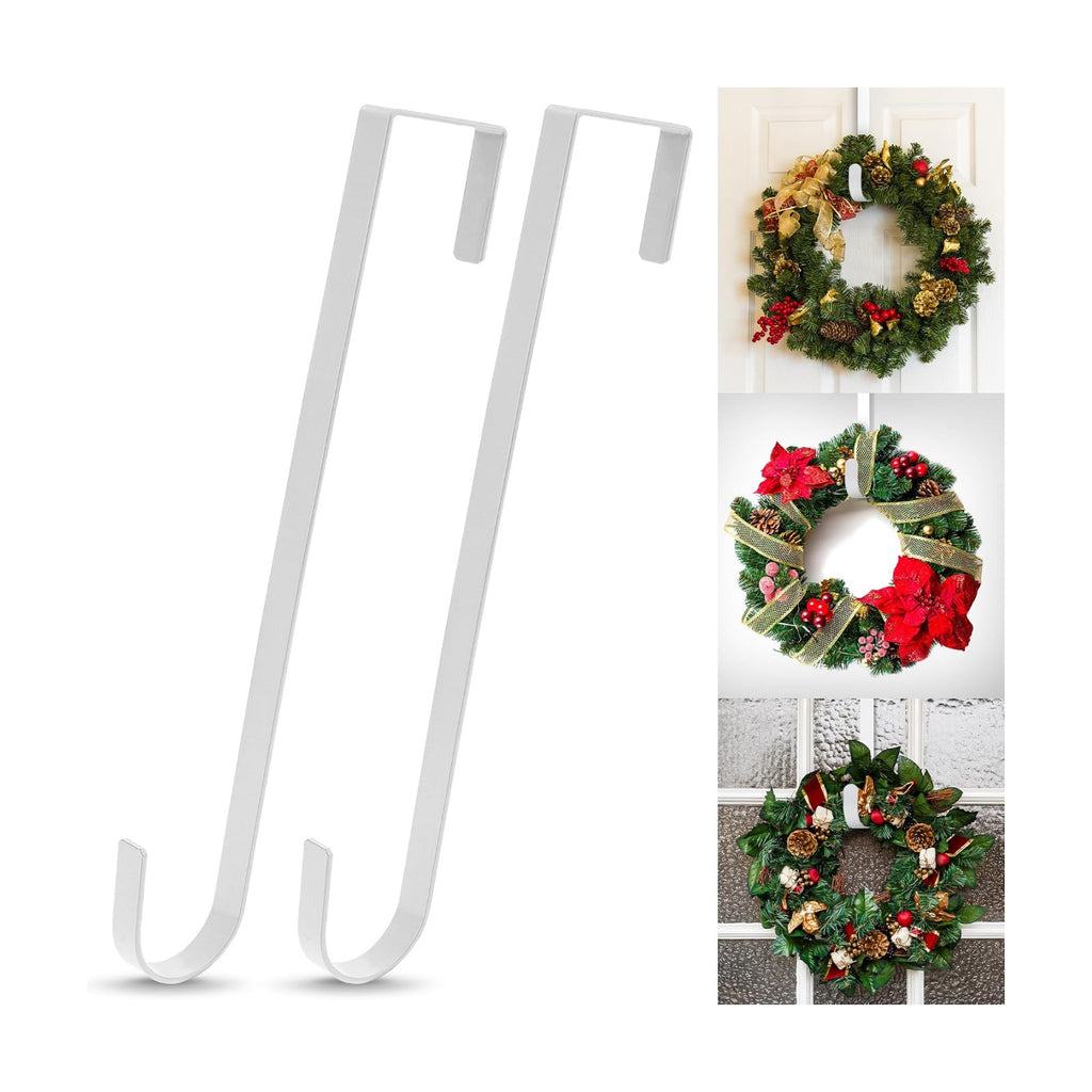 12" Wreath Hanger White 2 Pack Door Wreath Hangers for Front Door