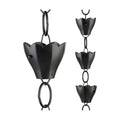 13 Cup Tulip Black Aluminum 8.5 ft. Rain Chain with Gutter Installation Clip by Good Directions
