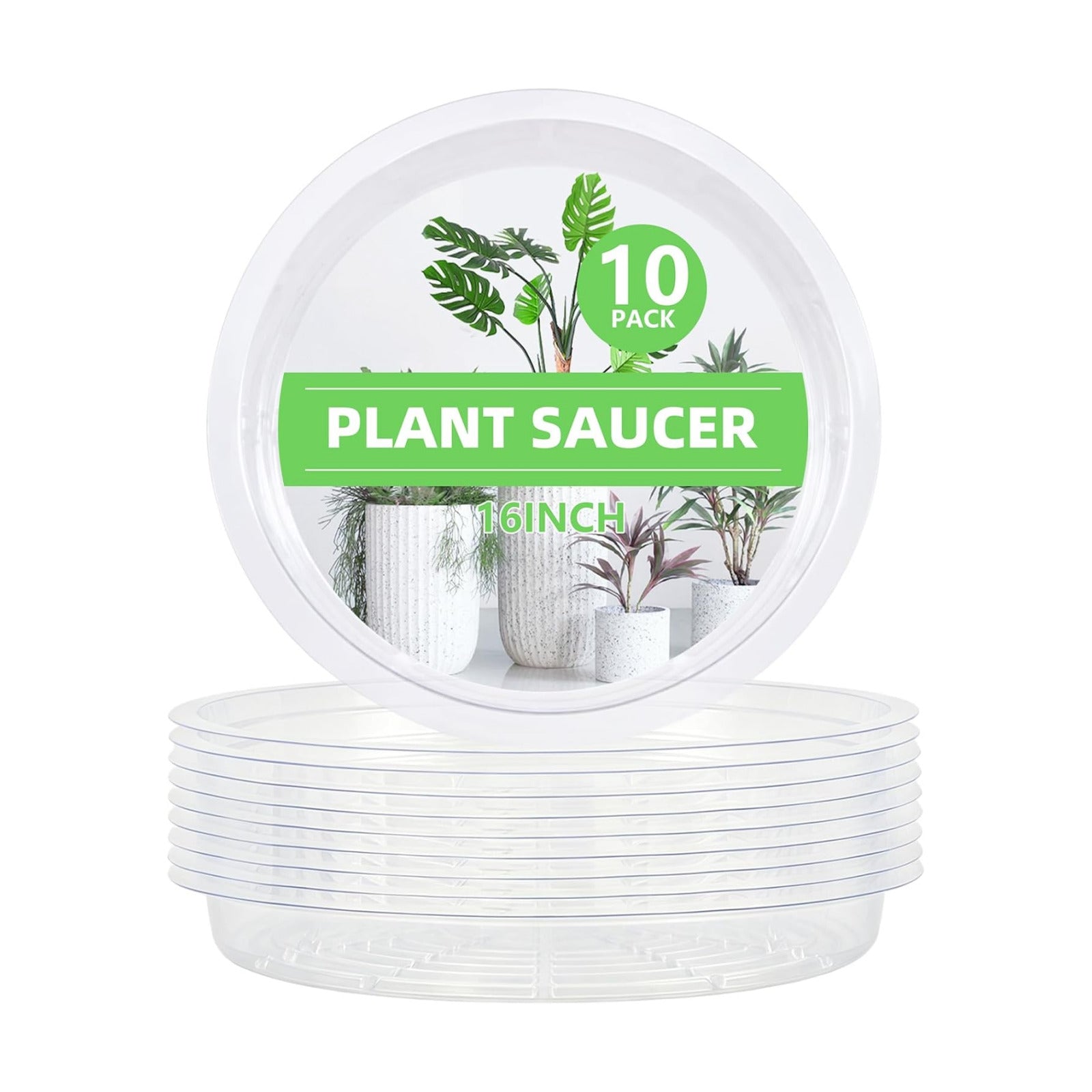 10 Pack Clear Plant Saucer Versatile Clear Plastic Plant Pot Saucer Set Multiple Clear and Transparent for Indoor and