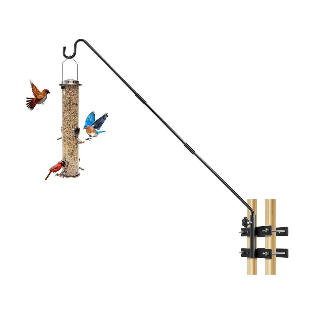 29-43" Adjustable Deck Railing Hook,Heavy Duty Rotating Plant Hanger | Double Clamps for Bird Feeders, Planters