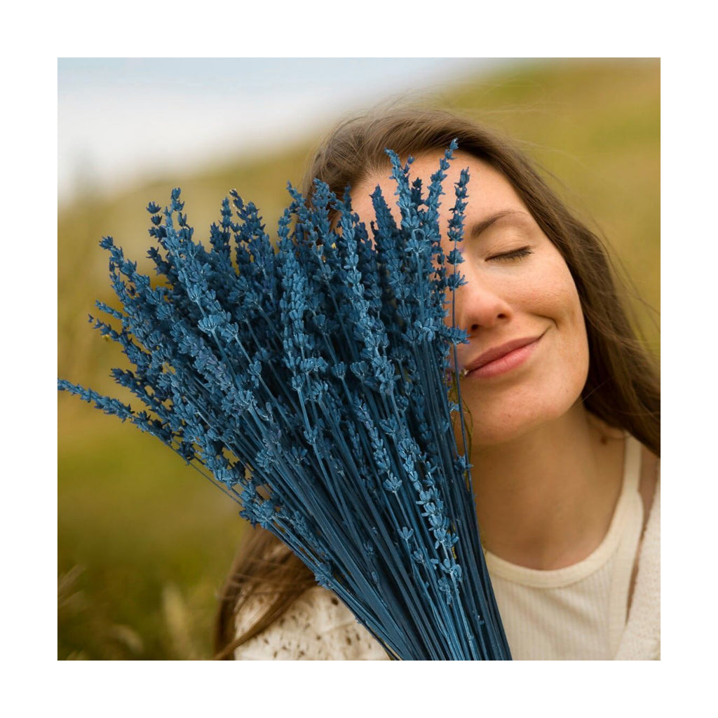 Glicrili Dried Lavender Flowers Real Stems Blue Bouquet for Vase Decor