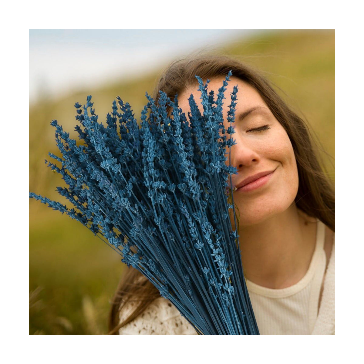 Glicrili Dried Lavender Flowers Real Stems Blue Bouquet for Vase Decor