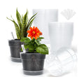 BTPLASTIK Clear Plastic Nursery Pots for Plants, 6 Inch Transparent Plant Pot with Drainage Holes, Flower Pots with Saucers, Seed Starter Pots with 15 Pcs Plant Labels, Gardening Gifts