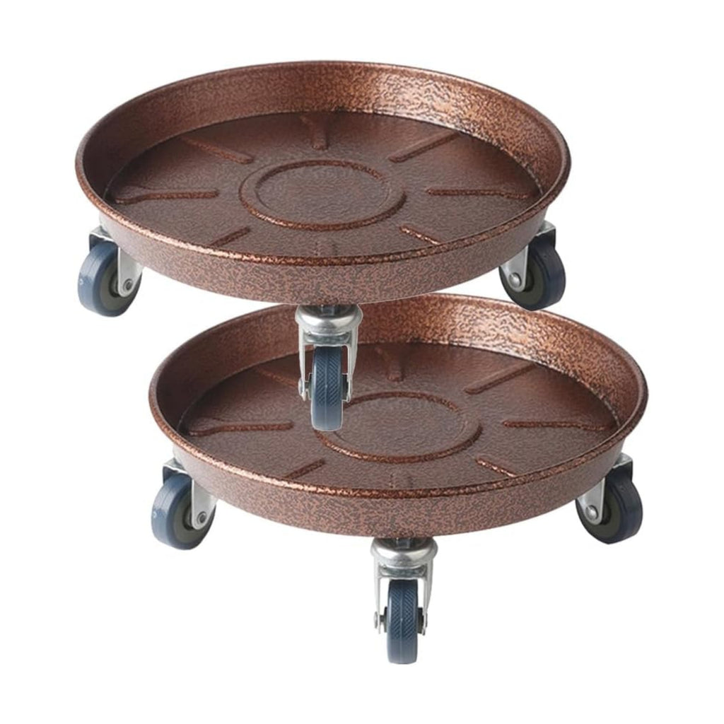 2 Pack 16" Heavy Duty Plant Dolly with Wheels, 320lbs Metal Rolling Plant Stand with Casters, Round Wheeled Planter
